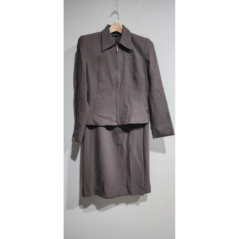 Vtg Valerie Stevens Women's Wool Maxi Skirt Suit Long Sleeves Jacket 6 Taupe
